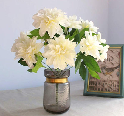 10 Heads Dahlia Fake Flowers Artificial Dahlia Flower Faux Flowers Purple