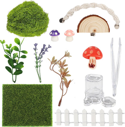 12Pcs Jumping Spider Enclosure Decor Kit - Natural Terrarium Accessories Set with Climbing Net, Moss, Mushroom Shelves, Water Feeder for Small Reptile Habitat Tarantula Gecko