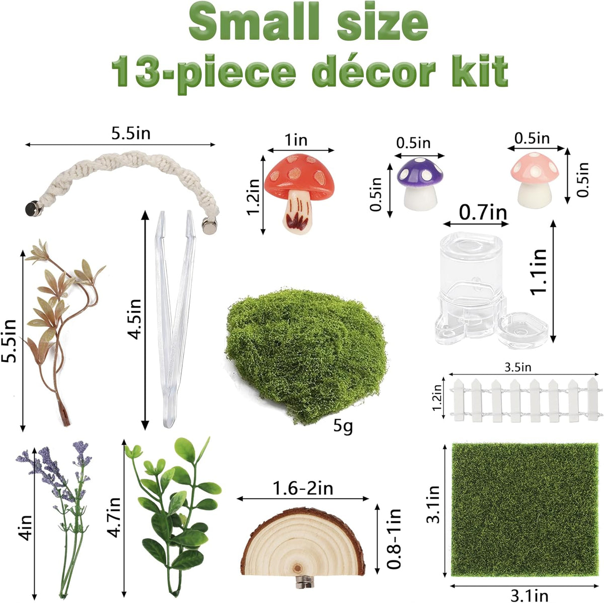 12Pcs Jumping Spider Enclosure Decor Kit - Natural Terrarium Accessories Set with Climbing Net, Moss, Mushroom Shelves, Water Feeder for Small Reptile Habitat Tarantula Gecko