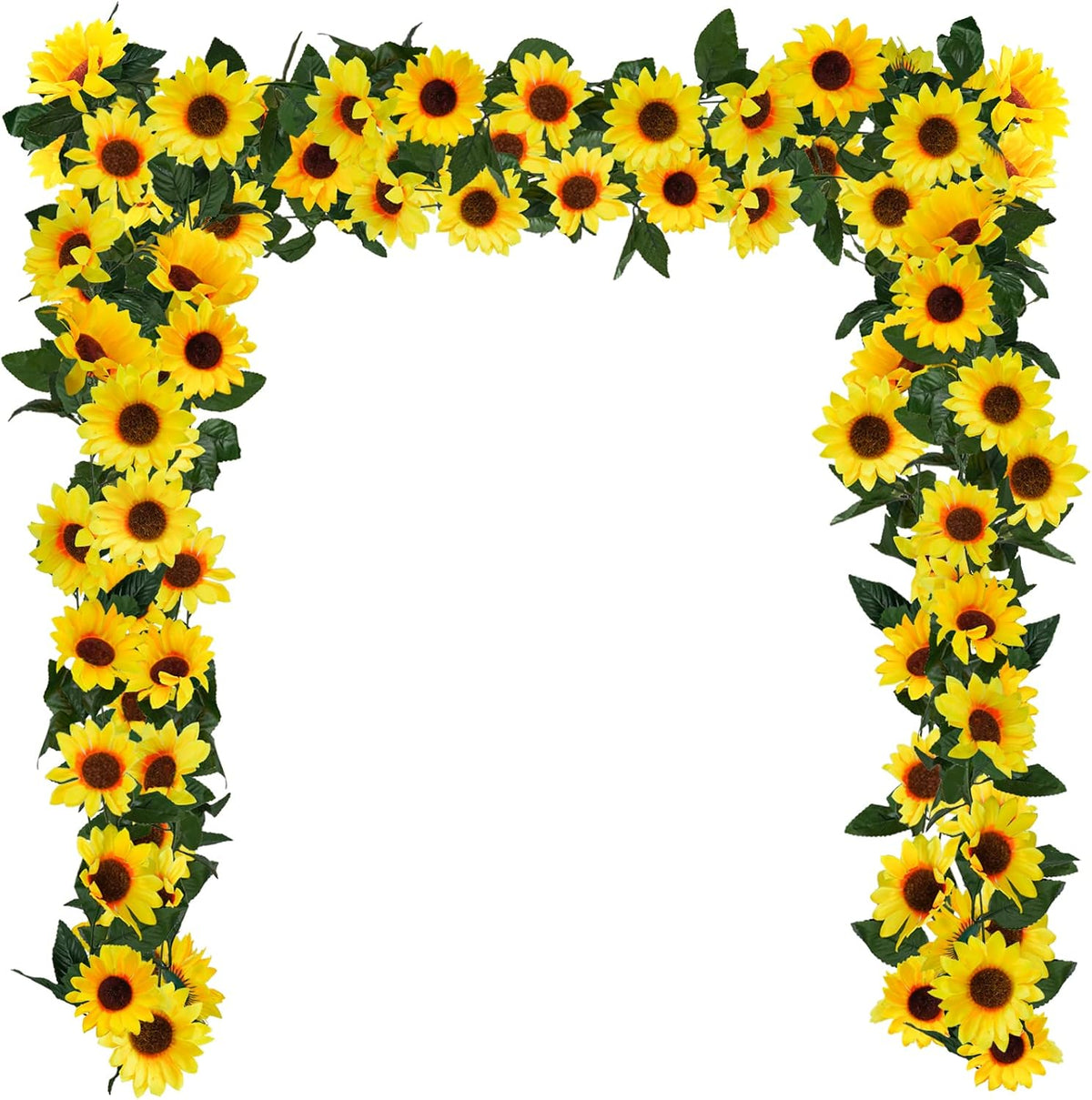 3 Pack Artificial Sunflower Garland, 7.5ft/Strand Silk Sunflowers Hanging Vines Flowers with Green Leaves for Room Kitchen Garden Birthday Wedding Baby Shower Party Table Decor Large