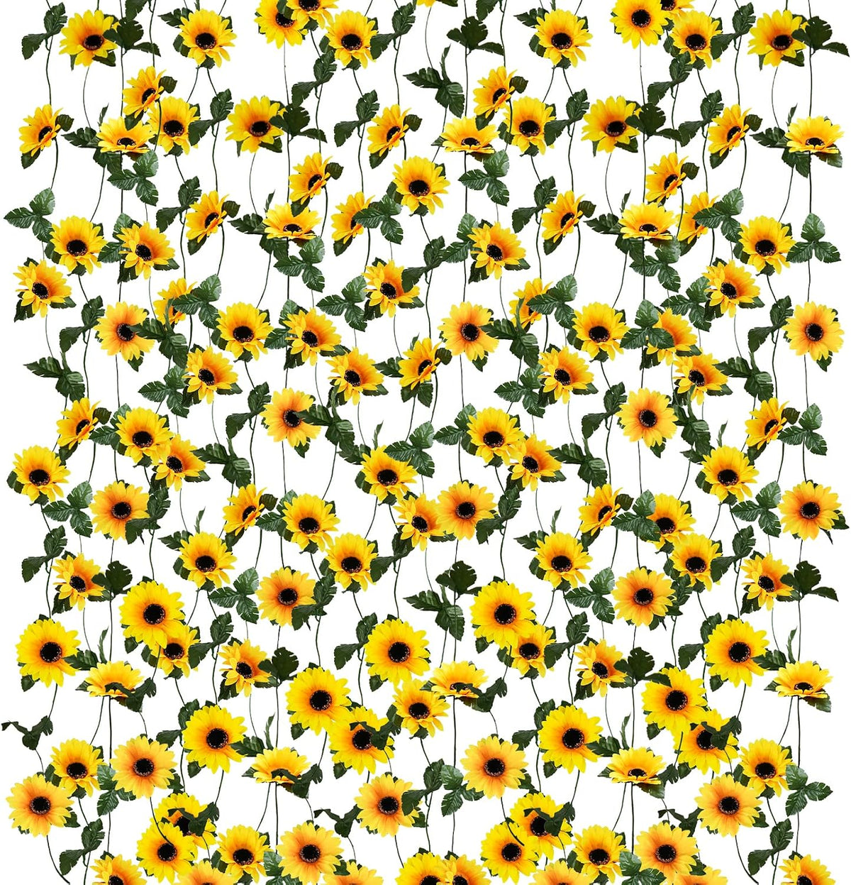 3 Pack Artificial Sunflower Garland, 7.5ft/Strand Silk Sunflowers Hanging Vines Flowers with Green Leaves for Room Kitchen Garden Birthday Wedding Baby Shower Party Table Decor Large