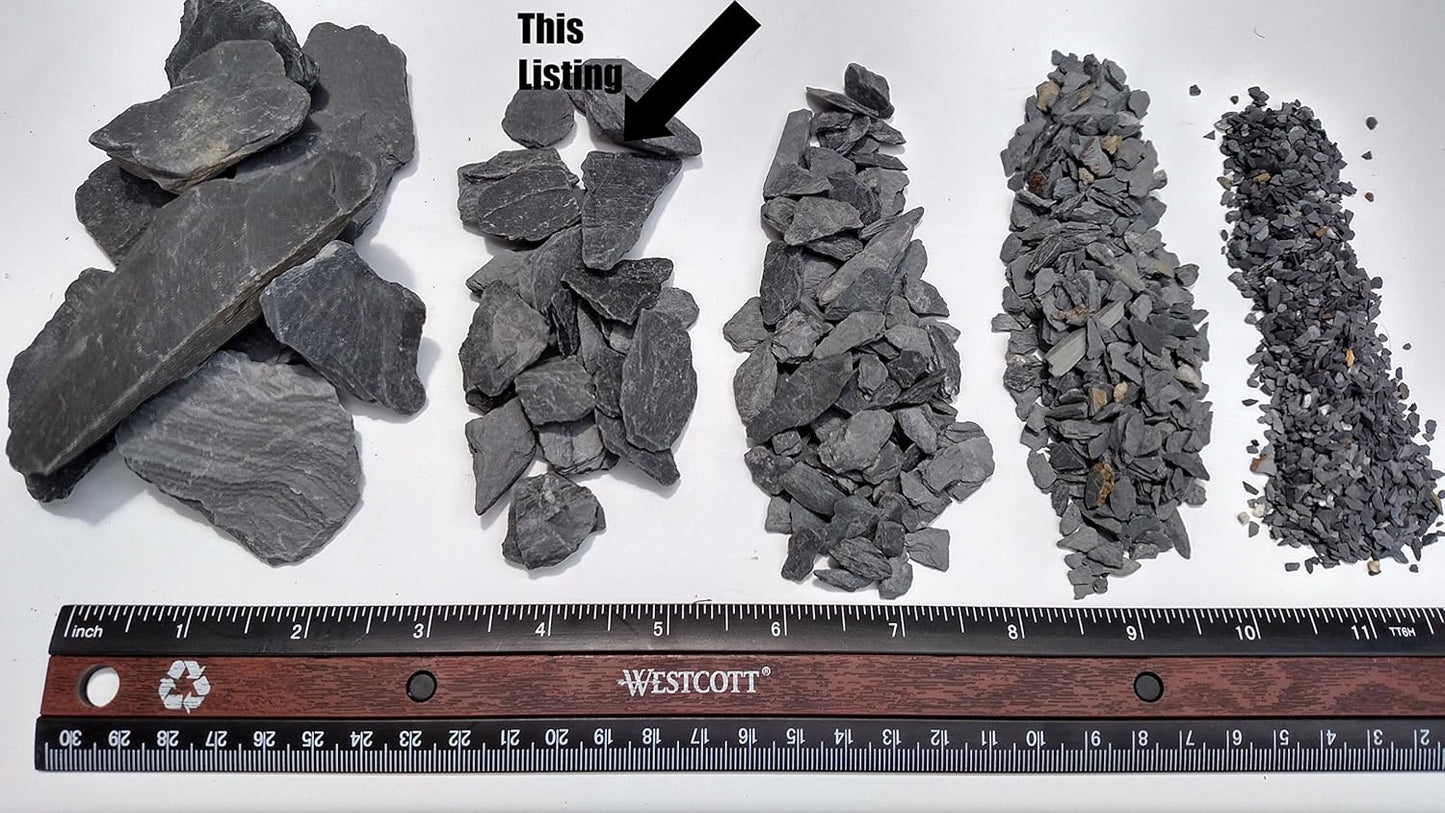 Natural Slate Stone -1/2 to 1 inch. Perfect Size for Miniature or Fairy Gardens, Aquariums, Reptiles, Terrariums, Model Railroads, Dioramas & Wargaming (1lb Grey)
