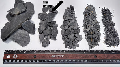 Natural Slate Stone -1/2 to 1 inch. Perfect Size for Miniature or Fairy Gardens, Aquariums, Reptiles, Terrariums, Model Railroads, Dioramas & Wargaming (1lb Grey)