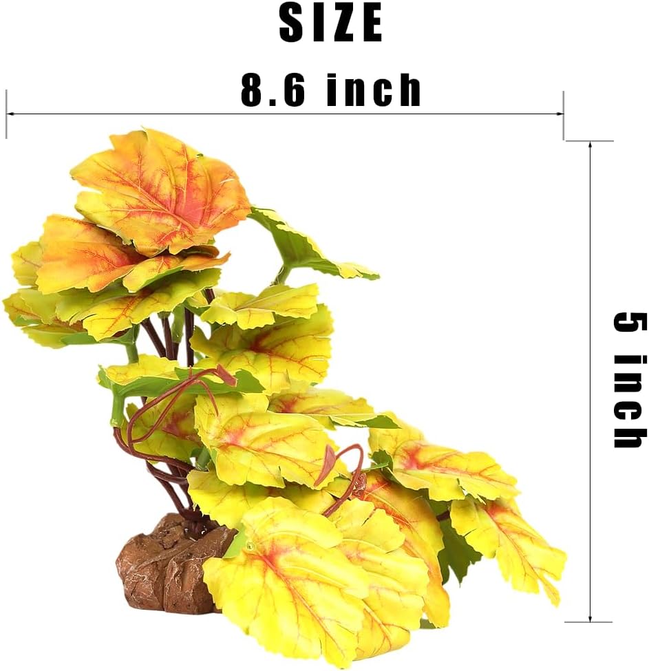 Reptile Plants for Terrarium, Ball Python Tank Decor Accessories fit Bearded Dragon Crested Leopard Gecko Lizard Chameleon Snake Frog Tortoise Hermit Crab - Fake Sweet Potato Vine