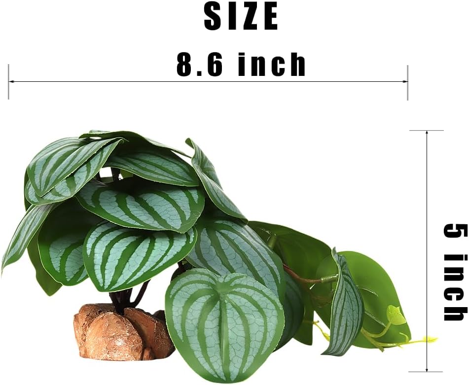 Reptile Plants for Terrarium, Ball Python Tank Decor Accessories fit Bearded Dragon Crested Leopard Gecko Lizard Chameleon Snake Frog Tortoise Hermit Crab - Fake Sweet Potato Vine