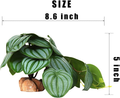 Reptile Plants for Terrarium, Ball Python Tank Decor Accessories fit Bearded Dragon Crested Leopard Gecko Lizard Chameleon Snake Frog Tortoise Hermit Crab - Fake Sweet Potato Vine