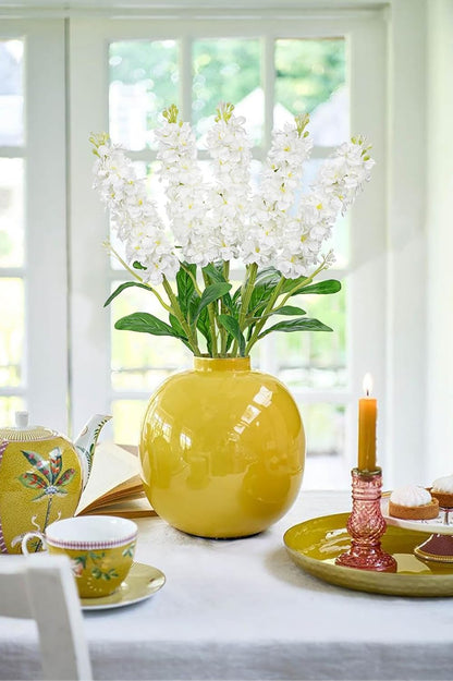 5pcs White Delphinium Artificial Flowers Silk UV Resistant Flower, 25.5" UV Fake Flowers for Indoors & Outdoors, UV Protected Faux Floral Arrangements for DIY Bouquets Centerpieces Home Wedding Decor