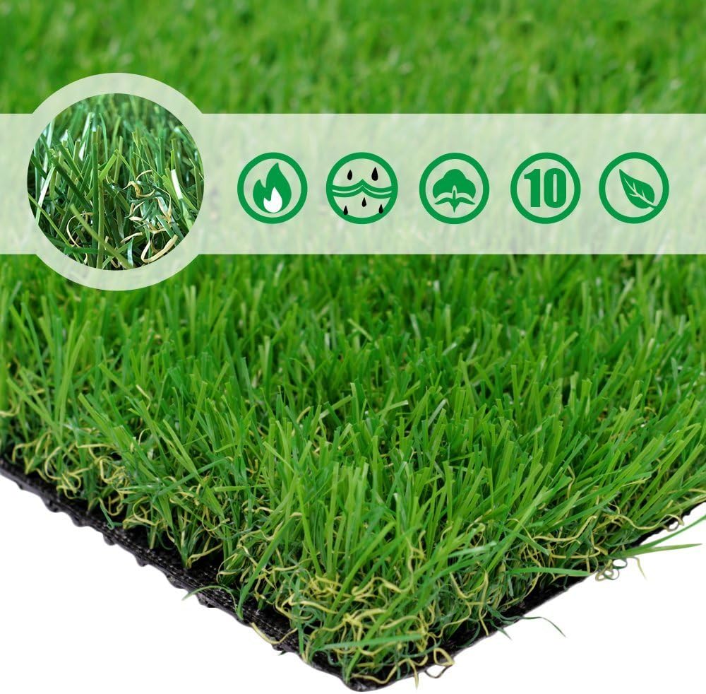 Artificial Grass Rug 6.5 FT x10 FT(65 Square FT), Realistic Indoor Outdoor Garden Lawn Landscape Patio Synthetic Turf Mat- Thick Fake Faux Grass