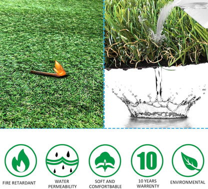 Artificial Grass Rug 6.5 FT x10 FT(65 Square FT), Realistic Indoor Outdoor Garden Lawn Landscape Patio Synthetic Turf Mat- Thick Fake Faux Grass
