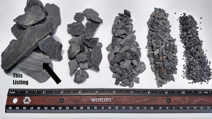 Natural Slate Stone 1 to 3 Inches - USA Sourced and Packaged for Aquascaping Aquariums, Terrariums, Paludariums, Reptile Enclosures, Wargaming, Models, Mosaic Art, Miniature Fairy Gardens (2lbs Grey)