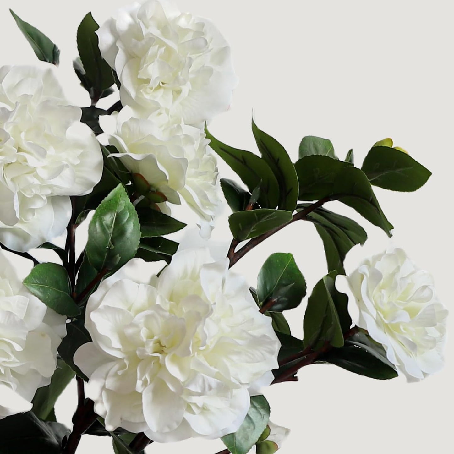 26” Artificial White Flowers, 4Pcs Cream White Camellia Flowers, Long Floral Stems for Tall Vases, Faux White Flowers for Centerpieces, Wedding, Home & Office Decor