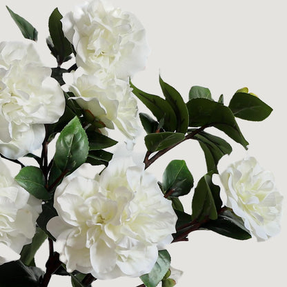 26” Artificial White Flowers, 4Pcs Cream White Camellia Flowers, Long Floral Stems for Tall Vases, Faux White Flowers for Centerpieces, Wedding, Home & Office Decor