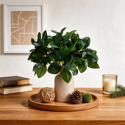 12" Artificial Plant Indoor Small Fake Plants Eucalyptus Stems With Vase