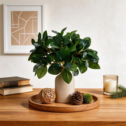 12" Artificial Plant Indoor Small Fake Plants Eucalyptus Stems With Vase