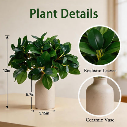 12" Artificial Plant Indoor Small Fake Plants Eucalyptus Stems With Vase