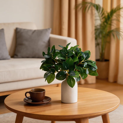 12" Artificial Plant Indoor Small Fake Plants Eucalyptus Stems With Vase