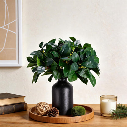 12" Artificial Plant Indoor Small Fake Plants Eucalyptus Stems With Vase