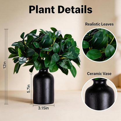 12" Artificial Plant Indoor Small Fake Plants Eucalyptus Stems With Vase