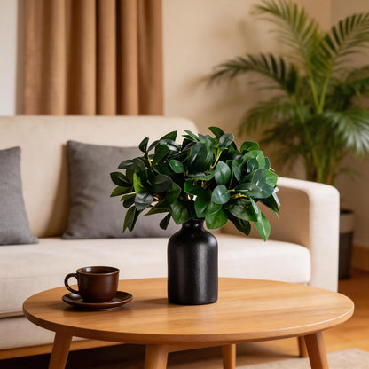 12" Artificial Plant Indoor Small Fake Plants Eucalyptus Stems With Vase