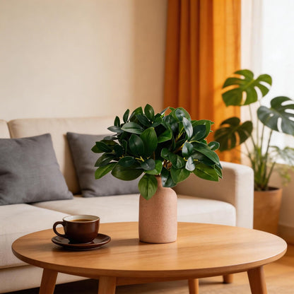 12" Artificial Plant Indoor Small Fake Plants Eucalyptus Stems With Vase