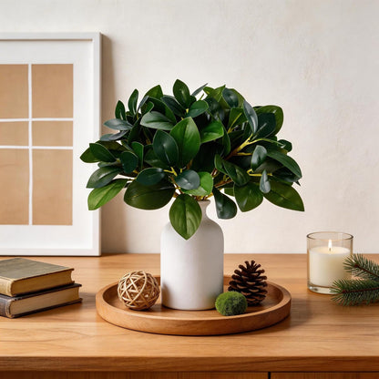 12" Artificial Plant Indoor Small Fake Plants Eucalyptus Stems With Vase