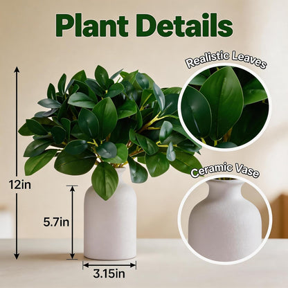 12" Artificial Plant Indoor Small Fake Plants Eucalyptus Stems With Vase