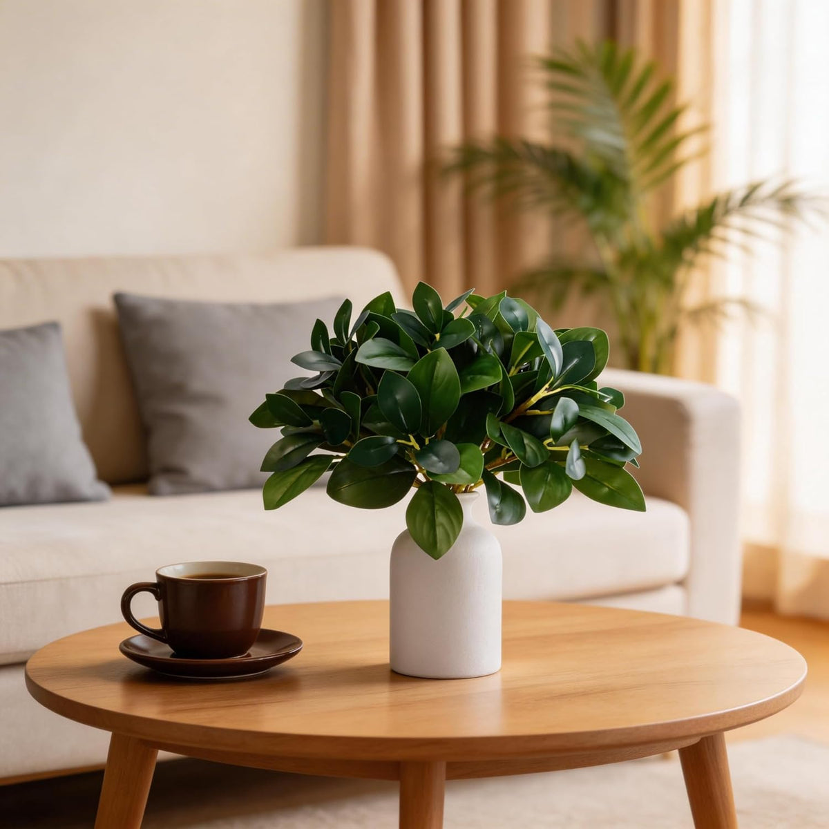 12" Artificial Plant Indoor Small Fake Plants Eucalyptus Stems With Vase