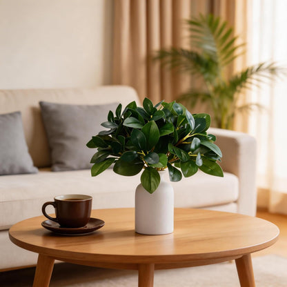 12" Artificial Plant Indoor Small Fake Plants Eucalyptus Stems With Vase