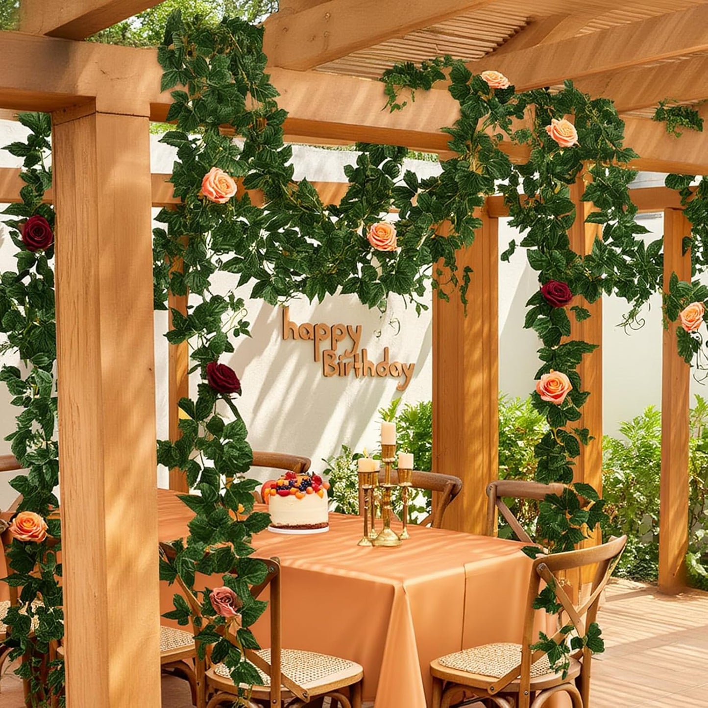 2Pack Artificial Ivy Artificial Vines Artificial Plants 12FT Fake Hanging Plants Silk for Garden Terrace Beach Party Decoration Wedding Decoration
