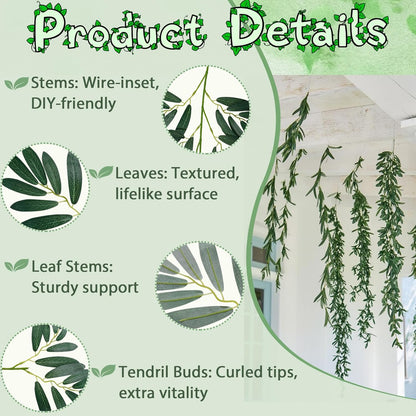 2Pack Artificial Ivy Artificial Vines Artificial Plants 12FT Fake Hanging Plants Silk for Garden Terrace Beach Party Decoration Wedding Decoration