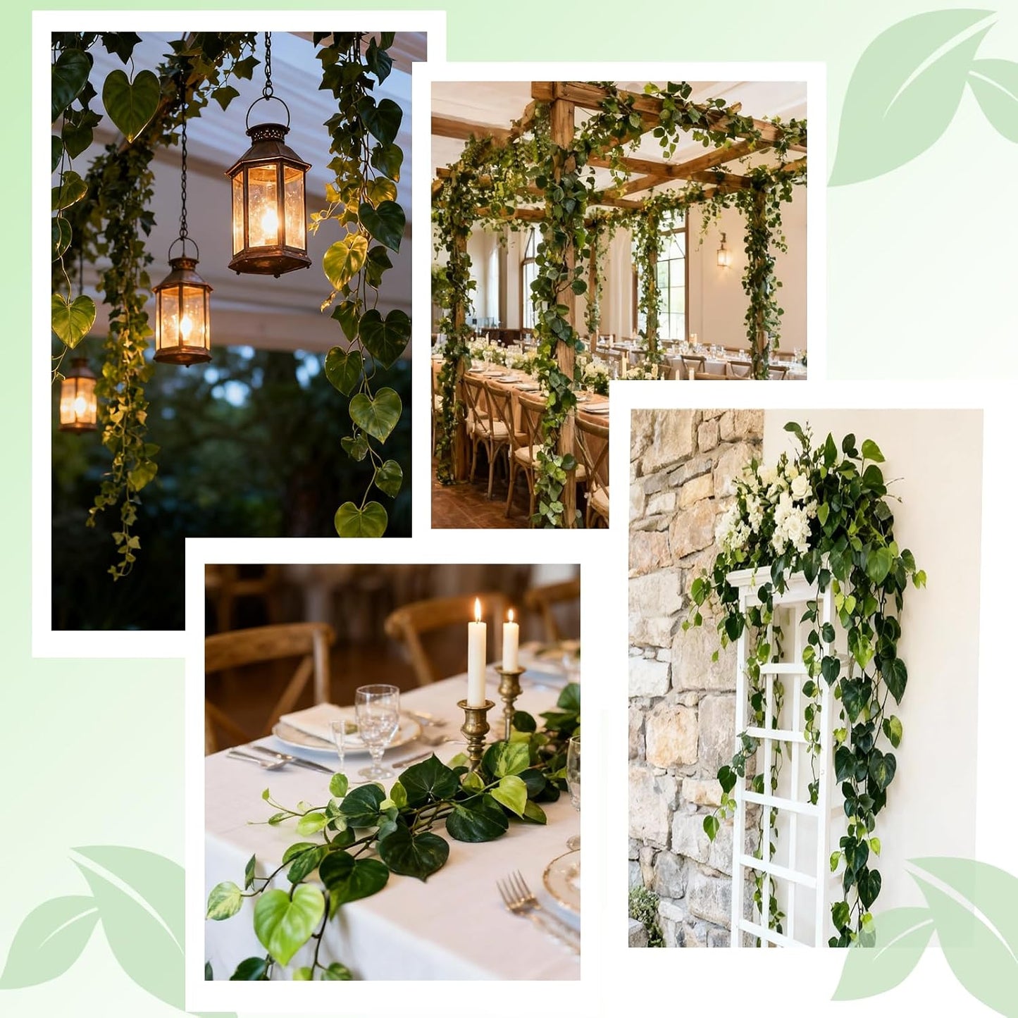 2Pack Artificial Ivy Artificial Vines Artificial Plants 12FT Fake Hanging Plants Silk for Garden Terrace Beach Party Decoration Wedding Decoration
