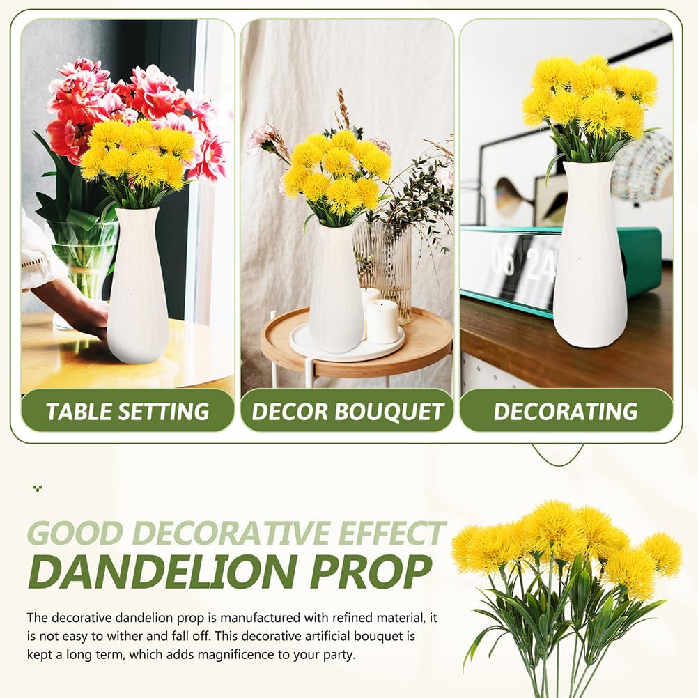 Faux Dandelion Flowers Bouquet 30 Fake Dandelion Ornaments Artificial Flowers Bulk for Wedding Decor Home Office Table Centerpiece 9.84 X 2.75 X 1.37 in
