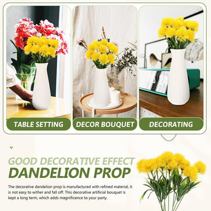 Faux Dandelion Flowers Bouquet 30 Fake Dandelion Ornaments Artificial Flowers Bulk for Wedding Decor Home Office Table Centerpiece 9.84 X 2.75 X 1.37 in