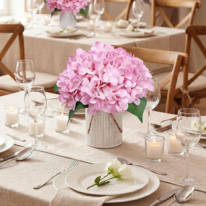 Royal Blue Flower Table Centerpieces, Set of 6, Rose & Hydrangea | Floral Arrangement Artificial Wedding Floral Arrangement with Rustic Metal Vase for Bridal Tea Party Event Decorations