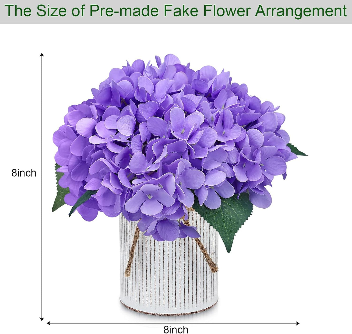 Royal Blue Flower Table Centerpieces, Set of 6, Rose & Hydrangea | Floral Arrangement Artificial Wedding Floral Arrangement with Rustic Metal Vase for Bridal Tea Party Event Decorations