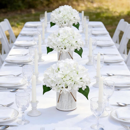 Royal Blue Flower Table Centerpieces, Set of 6, Rose & Hydrangea | Floral Arrangement Artificial Wedding Floral Arrangement with Rustic Metal Vase for Bridal Tea Party Event Decorations