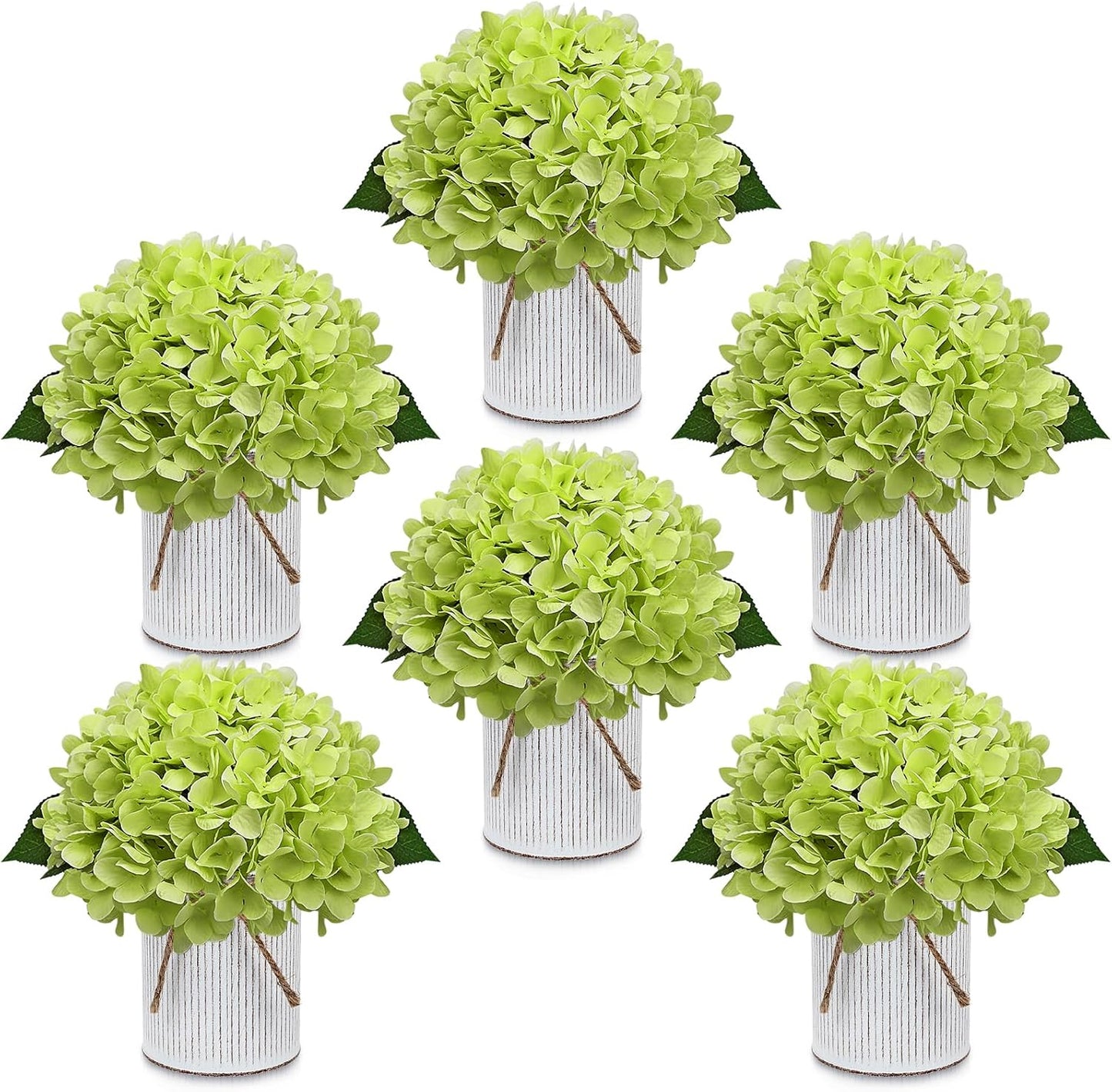Royal Blue Flower Table Centerpieces, Set of 6, Rose & Hydrangea | Floral Arrangement Artificial Wedding Floral Arrangement with Rustic Metal Vase for Bridal Tea Party Event Decorations