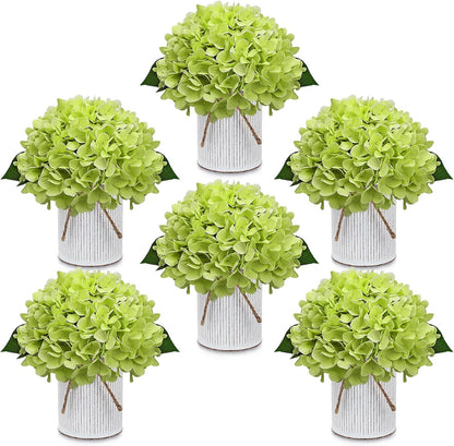 Royal Blue Flower Table Centerpieces, Set of 6, Rose & Hydrangea | Floral Arrangement Artificial Wedding Floral Arrangement with Rustic Metal Vase for Bridal Tea Party Event Decorations