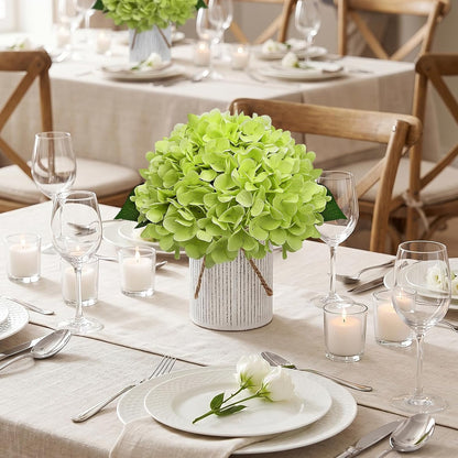 Royal Blue Flower Table Centerpieces, Set of 6, Rose & Hydrangea | Floral Arrangement Artificial Wedding Floral Arrangement with Rustic Metal Vase for Bridal Tea Party Event Decorations