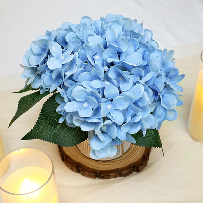 Royal Blue Flower Table Centerpieces, Set of 6, Rose & Hydrangea | Floral Arrangement Artificial Wedding Floral Arrangement with Rustic Metal Vase for Bridal Tea Party Event Decorations