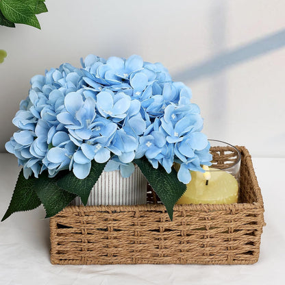 Royal Blue Flower Table Centerpieces, Set of 6, Rose & Hydrangea | Floral Arrangement Artificial Wedding Floral Arrangement with Rustic Metal Vase for Bridal Tea Party Event Decorations