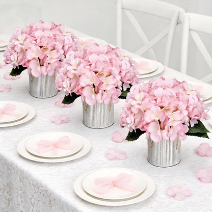 Royal Blue Flower Table Centerpieces, Set of 6, Rose & Hydrangea | Floral Arrangement Artificial Wedding Floral Arrangement with Rustic Metal Vase for Bridal Tea Party Event Decorations