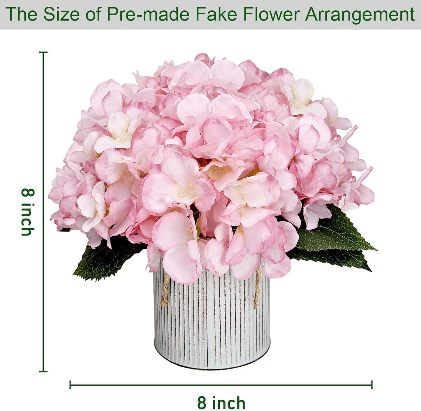 Royal Blue Flower Table Centerpieces, Set of 6, Rose & Hydrangea | Floral Arrangement Artificial Wedding Floral Arrangement with Rustic Metal Vase for Bridal Tea Party Event Decorations
