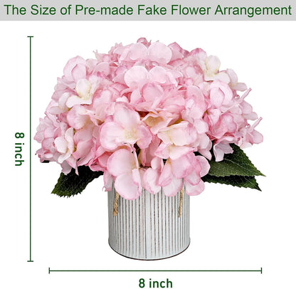Royal Blue Flower Table Centerpieces, Set of 6, Rose & Hydrangea | Floral Arrangement Artificial Wedding Floral Arrangement with Rustic Metal Vase for Bridal Tea Party Event Decorations
