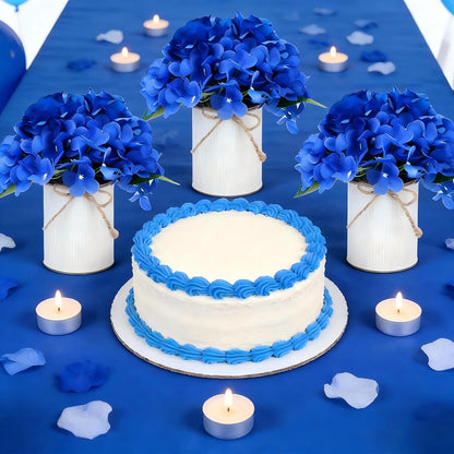 Royal Blue Flower Table Centerpieces, Set of 6, Rose & Hydrangea | Floral Arrangement Artificial Wedding Floral Arrangement with Rustic Metal Vase for Bridal Tea Party Event Decorations