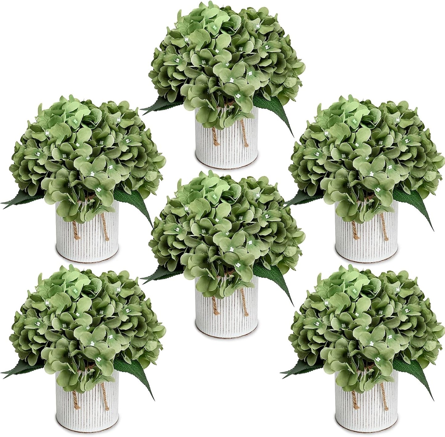 Royal Blue Flower Table Centerpieces, Set of 6, Rose & Hydrangea | Floral Arrangement Artificial Wedding Floral Arrangement with Rustic Metal Vase for Bridal Tea Party Event Decorations