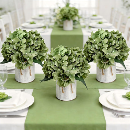 Royal Blue Flower Table Centerpieces, Set of 6, Rose & Hydrangea | Floral Arrangement Artificial Wedding Floral Arrangement with Rustic Metal Vase for Bridal Tea Party Event Decorations