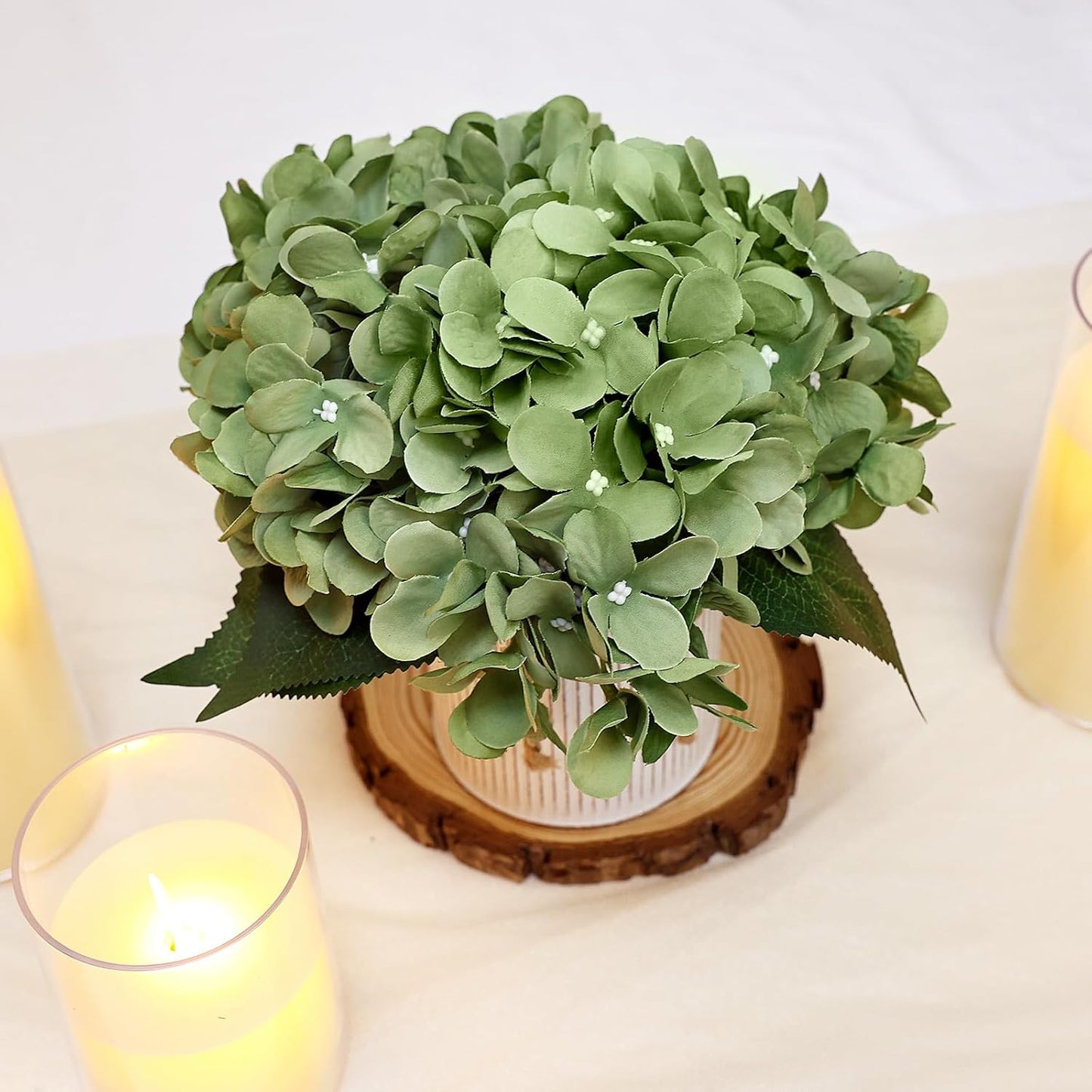 Royal Blue Flower Table Centerpieces, Set of 6, Rose & Hydrangea | Floral Arrangement Artificial Wedding Floral Arrangement with Rustic Metal Vase for Bridal Tea Party Event Decorations