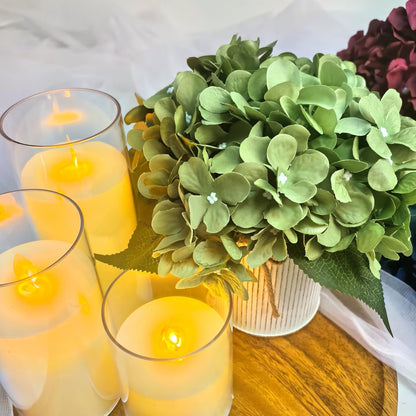 Royal Blue Flower Table Centerpieces, Set of 6, Rose & Hydrangea | Floral Arrangement Artificial Wedding Floral Arrangement with Rustic Metal Vase for Bridal Tea Party Event Decorations