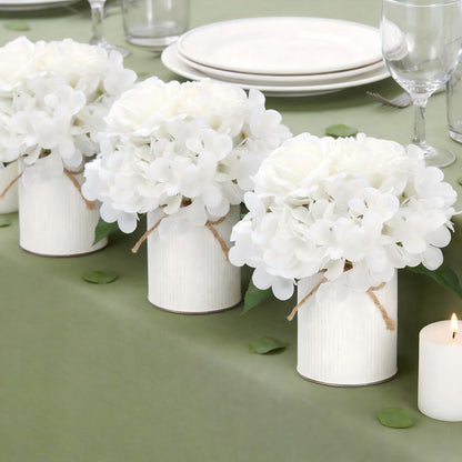 Royal Blue Flower Table Centerpieces, Set of 6, Rose & Hydrangea | Floral Arrangement Artificial Wedding Floral Arrangement with Rustic Metal Vase for Bridal Tea Party Event Decorations